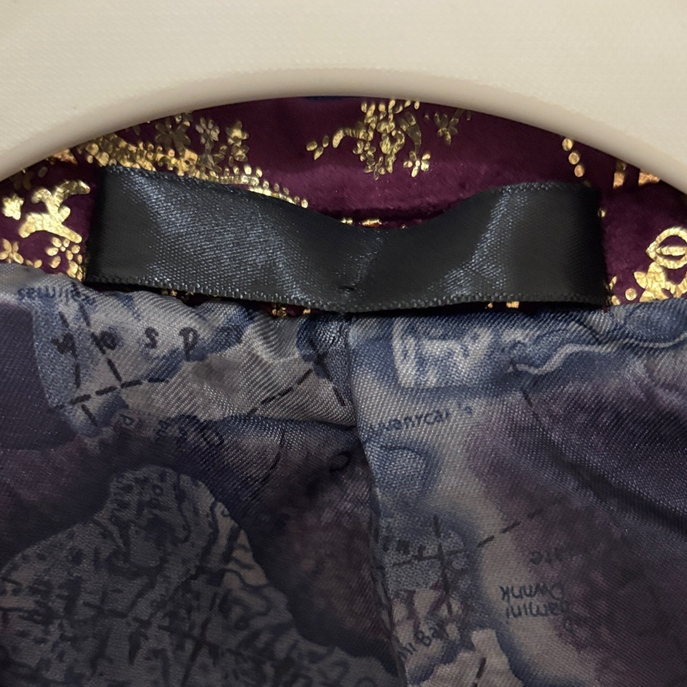 Gold and Burgundy Velvet Paisley Blazer - Picture 11 of 14